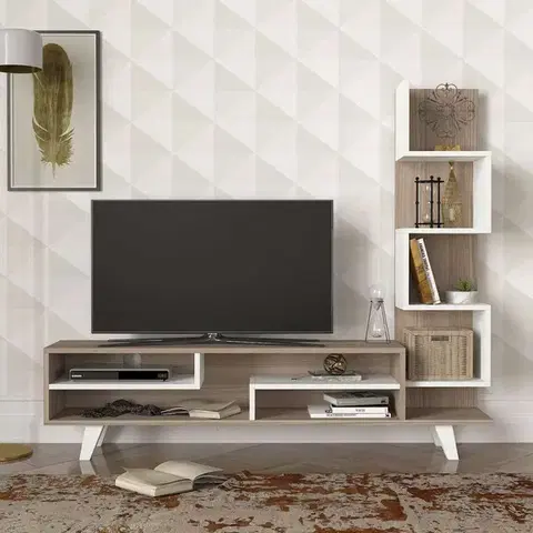 TV stolíky BELLA TV stolík na nožičkách, biela/cordoba