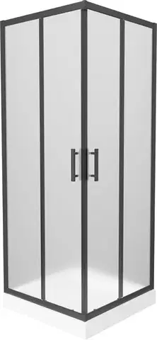 Vane MEXEN/S - Rio sprchovací kút štvorec 80 x 80, dekor, čierny + vanička Rio vrátane výpuste 860-080-080-70-30-4510