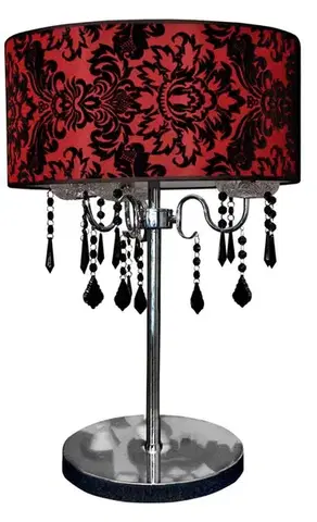 Stolové lampy Stolová lampa červená čierna zamatová Astor