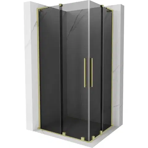 Sprchovacie kúty MEXEN/S - Velar L Duo sprchovací kút, posuvné dvere 100 x 90, grafit, zlato kartáčovaná 871-100-090-02-43-55
