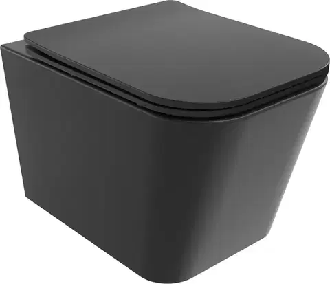 Záchody MEXEN/S - Teo Závesná WC misa čierna mat vrátane sedátka soft-close duroplastu, čierna 30850685