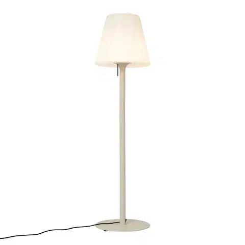 Vonkajšie stojanové svietidlá Moderná vonkajšia stojaca lampa béžová s bielym tienidlom IP44 - Big Virginia