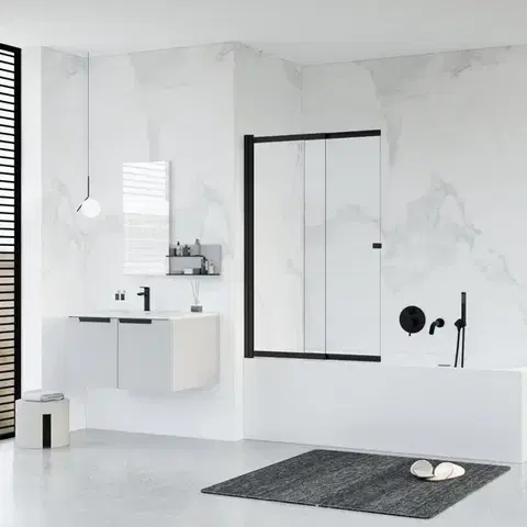 Sprchové dvere HOPA - Vaňová zástena EASY SLIDE BLACK NEW - Farba rámu - Čierna matná, Rozmer A - 100, Rozmer C - 150, Smer zatvárania - Univerzálne Ľavé / Pravé, Výplň - Číre bezpečnostné sklo - 5 mm BCEASL100BCN