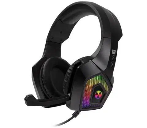 Predlžovacie káble CONNECT IT CHP-5600-BK - LED RGB Herné káblové slúchadlá s mikrofónom čierna CHP-5600-BK