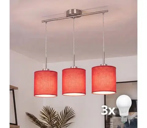 Svietidlá BRILAGI - LED luster na lanku NUBILA 3xE27/60W/230V červená EG32521+3xBG1578