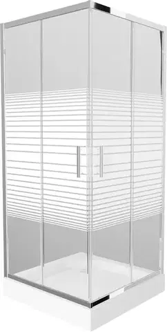 Vane MEXEN/S - Rio štvorcový sprchovací kút 90 x 90, dekor, chróm + vanička Rio 860-090-090-01-20-4510