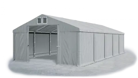 Záhrada Skladový stan 5x10x2,5m strecha PVC 560g/m2 boky PVC 500g/m2 konštrukcie ZIMA PLUS Šedá Šedá Šedá