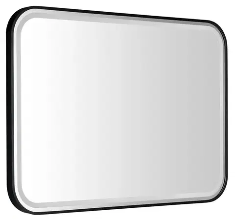 Kúpeľňové zrkadlá SAPHO - CETIS zrkadlo s LED osvetlením 100x70cm, čierna mat CT100