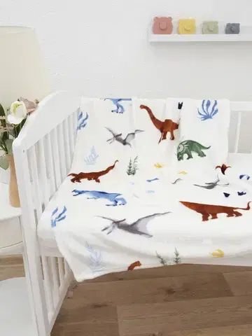 Deky MKLozkoviny.sk Detská deka do postieľky mikroplyš Exclusive 80 × 100 cm – Dinosaury