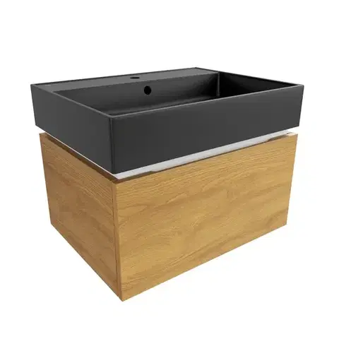 Kúpeľňový nábytok Kúpeľňová skrinka s umývadlom SAT Feel 60x30x46 cm medový dub mat SATFEEL60DMU3 SATFEEL60DMU3