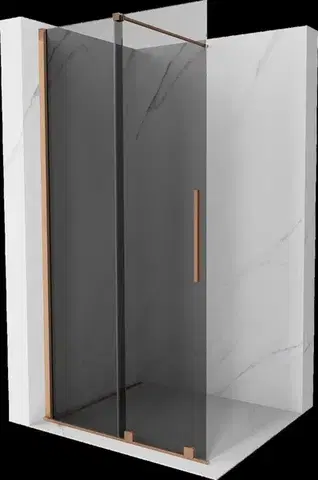 Sprchové dvere MEXEN/S - Velar Sprchová zástena posuvná Walk-in 85 x 200, grafit 8 mm, meď kartáčovaná 871-085-000-43-65
