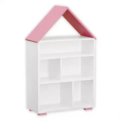 Regály Regál Bb01  domček biela+ružová