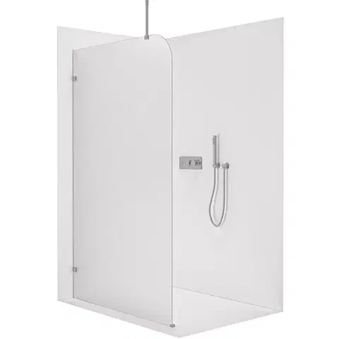 Sprchové dvere CERANO - Sprchová zástena Walk-in Orbis Top Round - Ľavá - 8 mm - guľatá vzpera - chróm, mliečne sklo - 130x200 CER-682318