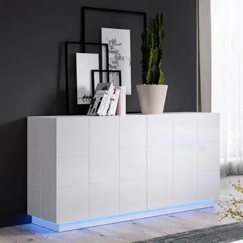 Komody CAMA MEBLE Reja KOM2D dvojdverová komoda biely lesk