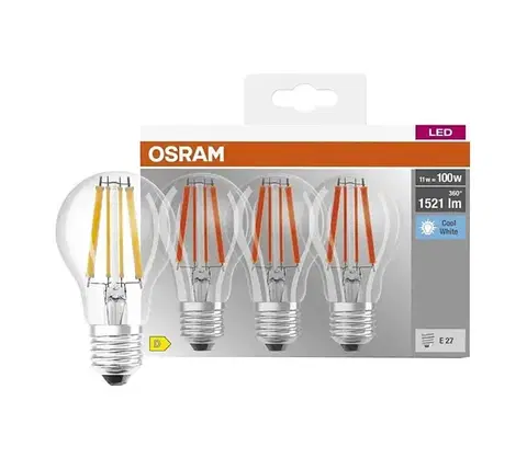 LED osvetlenie Sada 3x LED žiaroviek BASE CLASSIC FILAMENT A60 E27/11W/230V 4000K - Osram 4058075592391