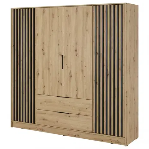Šatníkové skrine Skriňa Nelly 4d Dub Artisan/Čierna