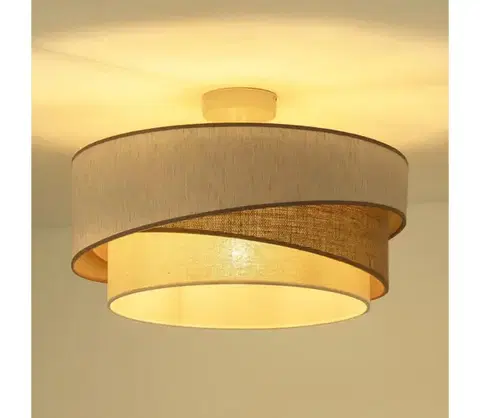 Svietidlá  - Prisadený luster KOBO 1xE27/15W/230V pr. 45 cm béžová/hnedá/biela 605540