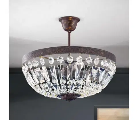 Svietidlá Orion DL 7-487/3-Kriš. luster na tyči ARILA 3xE14/40W/230V pr.40 cm hnedá/patina DL 7-487/3 Antik/Kristall