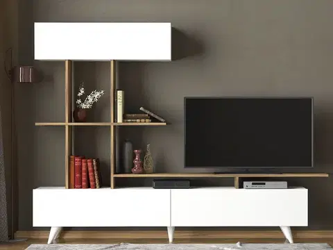 Nábytkové zostavy VIOLA TV stena, biela / orech