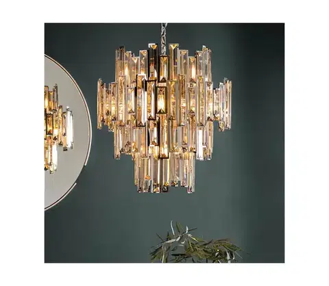 Svietidlá Endon 72744 - Krištáľový luster na reťazi VIVIANA 12xE14/40W/230V dymový 72744