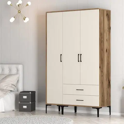 Šatňové skrine Šatníková skriňa Kumsal ST - Walnut, Cream