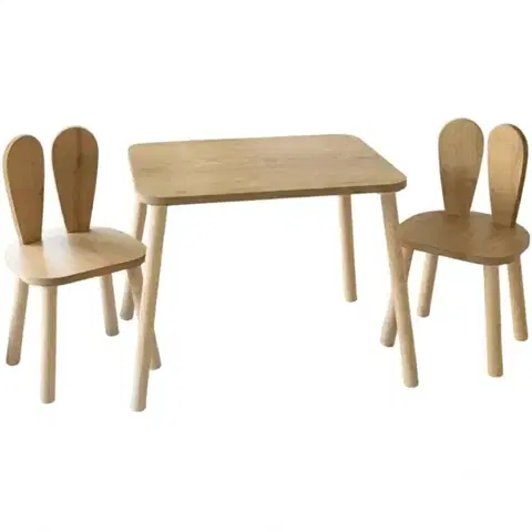 Ostatné detské dekorácie Detská súprava stolíka a 2 ks stoličiek Bunny Two Chair Set - Brown