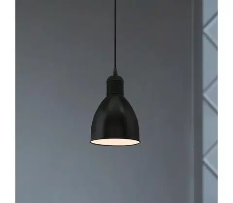 Svietidlá Eglo 55243 - Závesné svietidlo PRIDDY na kábli 1xE27/60W/230V, čierne 55243