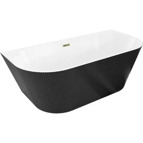 Vane MEXEN/S - Oris voľne stojaca vaňa nástenná reliéf 170 x 80, biela/čierna, sifón a prepad zlatá 52871708075-50