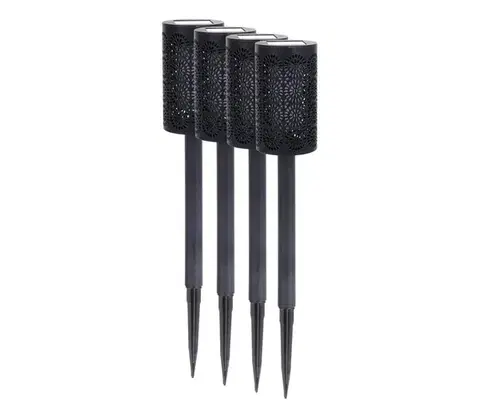 LED osvetlenie  Sada 4x LED solárna lampa DECOR LED/1,2V 150 mAh 3000K 39 cm IP44 čierna EKO2502