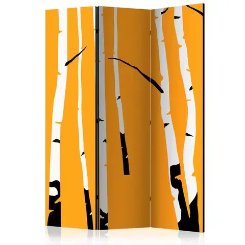 Paravány Paraván Birches on the orange background Dekorhome