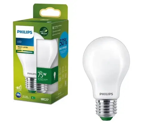 Žiarovky LED žiarovka ULTRAEFFICIENT Philips A60 E27/5,2W/230V 2700K 8720169187856