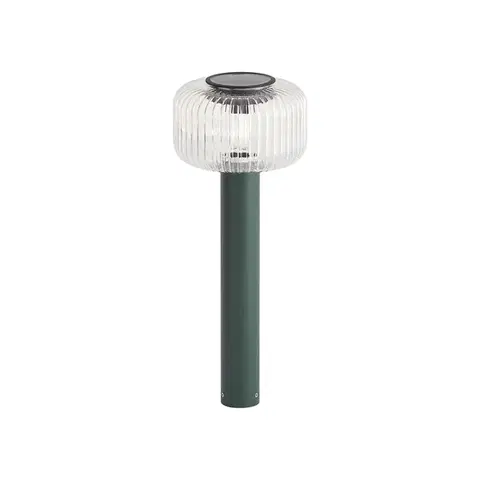 Solárne svietidlá Moderný vonkajší stĺpik zelený s rebrovaným sklom vrátane LED solárneho IP65 - Ribble Mushroom