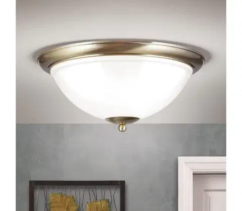 Svietidlá Orion DL 7-677/50 - Stropné svietidlo AUSTRIAN OLD LAMP 3xE27/60W/230V bronz/biela DL 7-677/50 Patina/356 opal