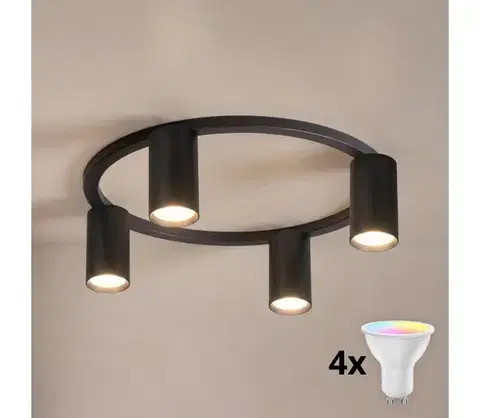 Svietidlá BRILAGI - LED RGBW stmievateľné stropné svietidlo SELE 4xGU10/6,5W/230V čierna BG5282+4xAI0589