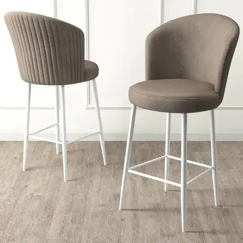 Barové stoličky Bar Stool Set (2 Pieces) Fora - Cappuccino, White