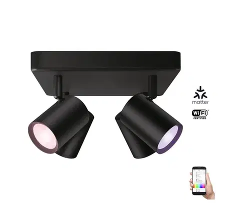 Svietidlá WiZ - LED RGBW Stmievateľné bodové svietidlo IMAGEO 4xGU10/4,9W/230V čierna Wi-Fi 8719514554573