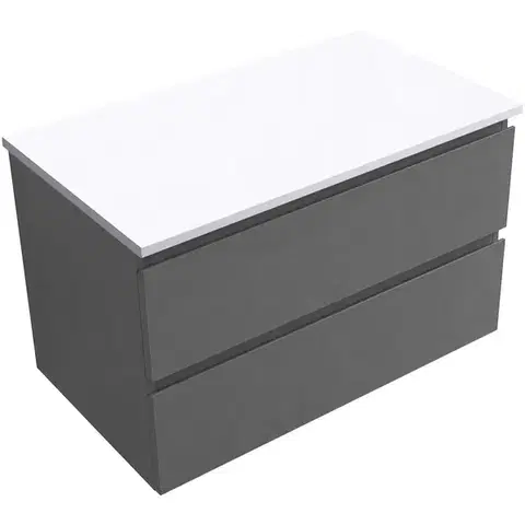 Kúpeľňový nábytok CERANO - Koupelnová skříňka Carole - antracitová + deska z lit. mramoru Elanys - 12 mm - bílá matná - 100x49,2x46  CER-269241