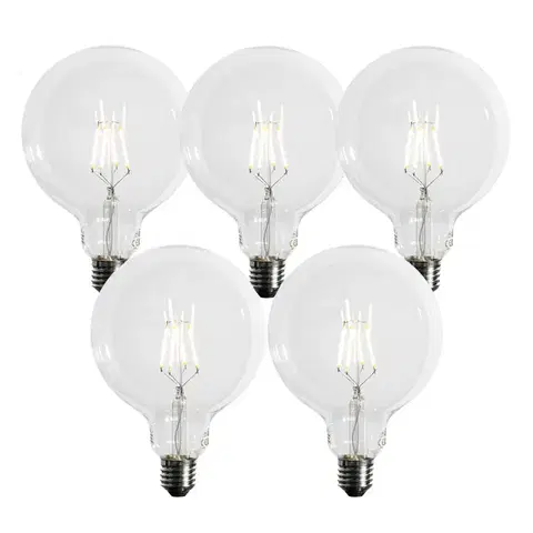 LED osvetlenie Sada 5 ks E27 3-stupňová stmievateľná LED žiarovka so špirálovým vláknom G125 4W 450lm 3000K
