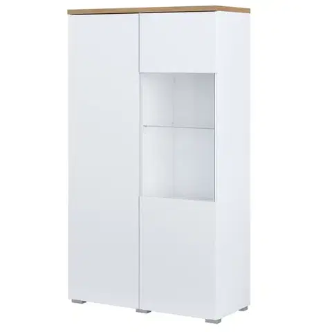 Vitríny a regály do obývačky Vitrína 2d Modo 44 Dub Mauvella/Biela