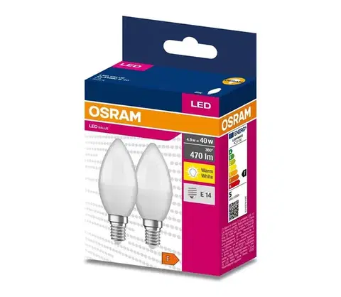 LED osvetlenie SADA 2x LED Žiarovka B35 E14/4,9W/230V 3000K - Osram 4058075628052