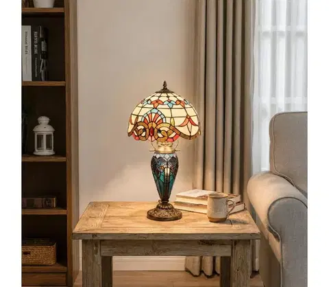Lampy BRILAGI - Tiffany vitrážová stolná lampa MIRABELLA 1xE27/60W/230V + 1xE14/40W BRT-12028F