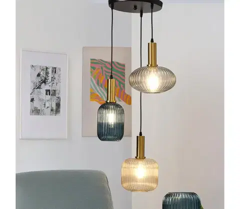 Svietidlá ONLI - Luster na lanku DOROTY 1xE27/22W/230V modrá/zlatá 5900/S3