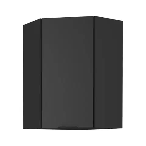 Kuchynské horné skrinky KONDELA Siber 60x60 GN-90 1F horná rohová kuchynská skrinka čierna