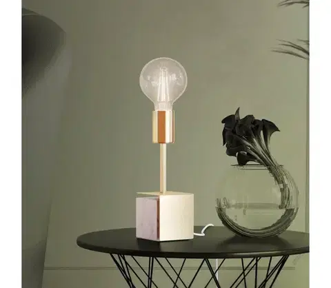 Lampy Eglo 390169 - Stolná lampa CARMITA 1xE27/40W/230V zlatá/biely mramor 390169
