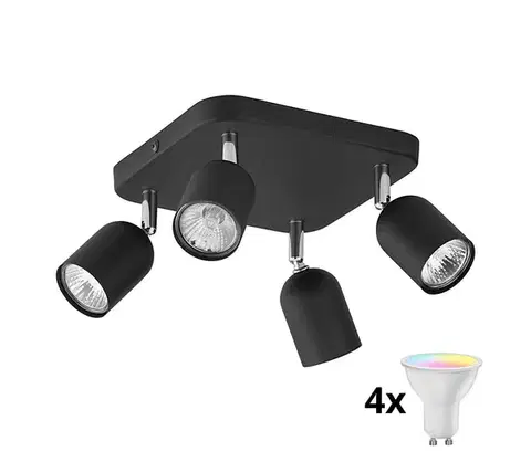 Svietidlá  LED RGBW Stmievateľné bodové svietidlo TOP 4xGU10/6,5W/230V 2700-6500K čierne TK4418+4xAI0589