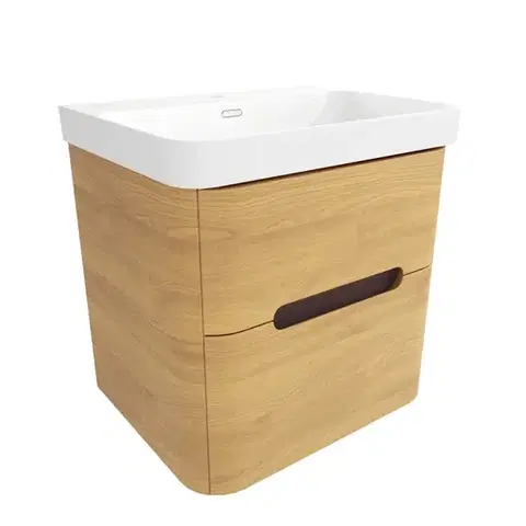Kúpeľňový nábytok Kúpeľňová skrinka s umývadlom SAT Fusion 57,5x53x45 cm dub medový mat SATFUSION260DMU SATFUSION260DMU