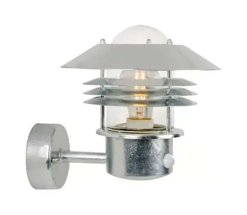 Svietidlá Nordlux - Vonkajšie nástenné svietidlo s pohybovým senzorom VEJERS 1xE27/60W/230V IP54 strieborné 25101031