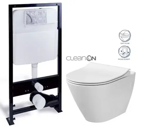 Závesné wc sety PRIM predstenový inštalačný systém bez tlačidla + WC CERSANIT CLEANON CITY PRIM_20/0026 X CI1