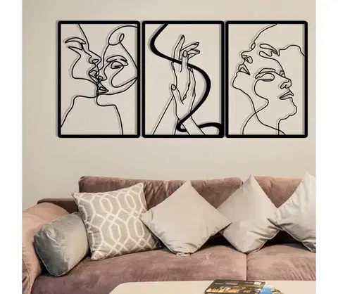 Obrazy  SADA 3x Nástenná dekorácia 109x50 cm láska kov 279ENZ1877