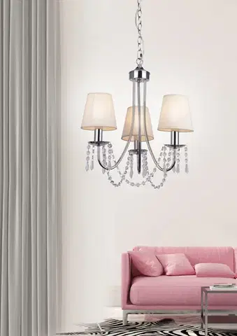 Svietidlá Chrómový/béžový závesný luster 3x40W Ruti
